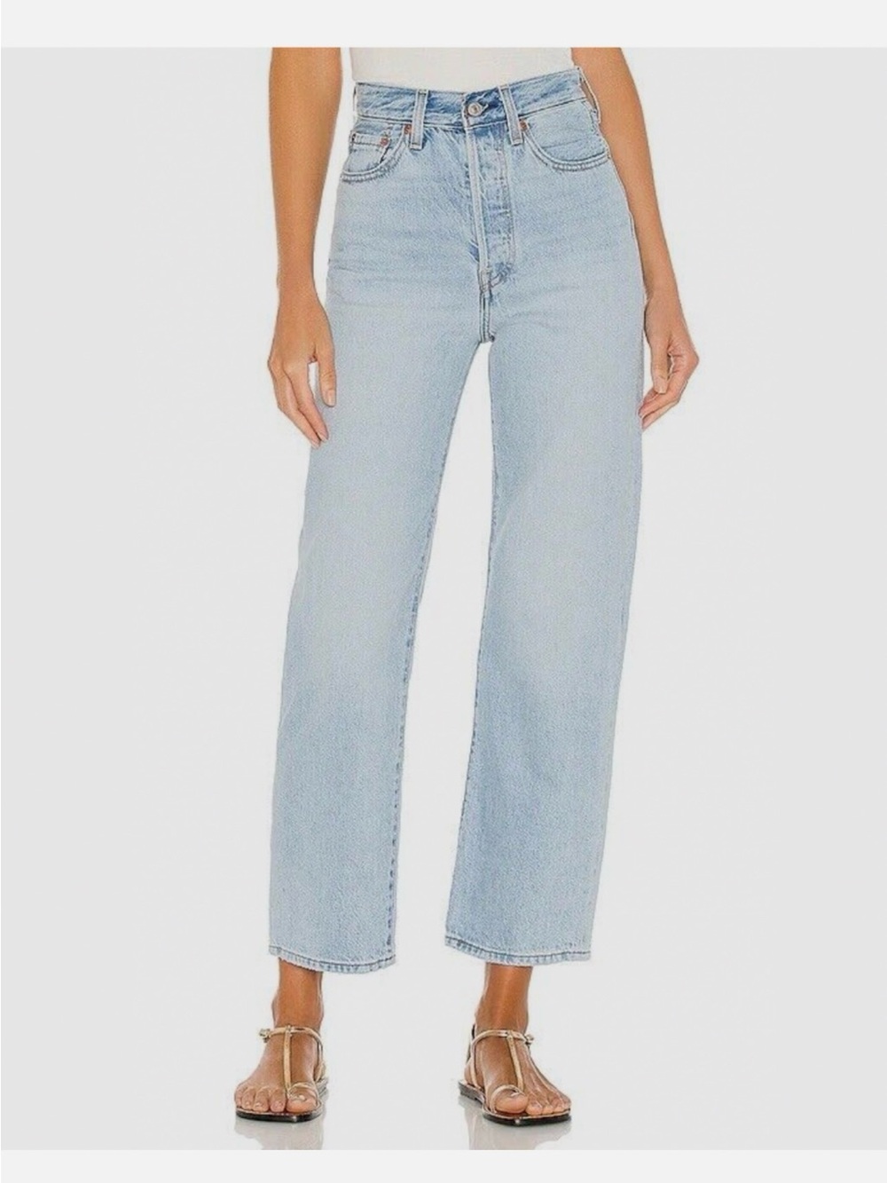 Levi's Ribcage Straight Ankle Jeans in color Middle Road